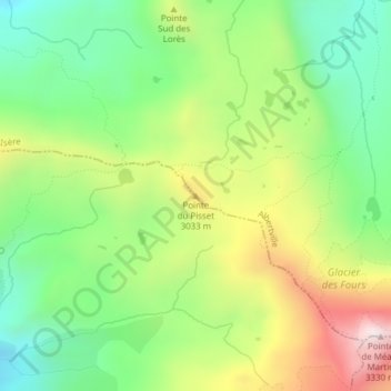 Topografische Karte Pointe du Pisset, Höhe, Relief