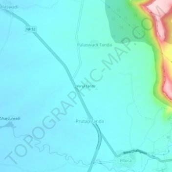 Topografische Karte Verul Tanda, Höhe, Relief