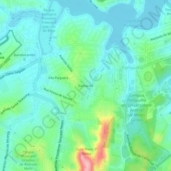 Topografische Karte Itamarati, Höhe, Relief