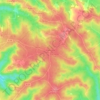Topografische Karte La Martingue, Höhe, Relief