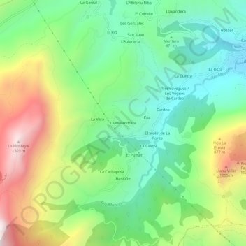 Topografische Karte La Melandrera, Höhe, Relief
