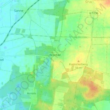 Topografische Karte Wischer, Höhe, Relief