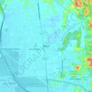 Topografische Karte Meru, Höhe, Relief