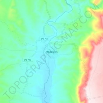 Topografische Karte Mezquitic, Höhe, Relief