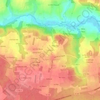 Topografische Karte La Grette, Höhe, Relief