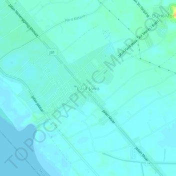 Topografische Karte Parit Jawa, Höhe, Relief