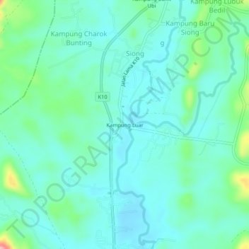 Topografische Karte Kampung Luar, Höhe, Relief