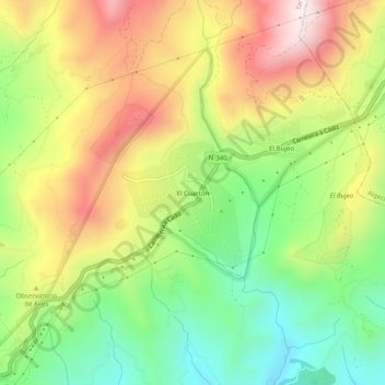 Topografische Karte El Cuartón, Höhe, Relief