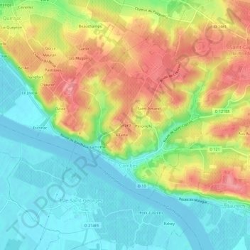 Topografische Karte Girard, Höhe, Relief
