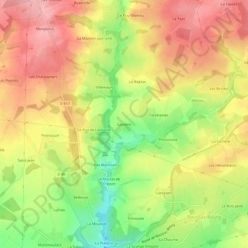 Topografische Karte Gaudeix, Höhe, Relief