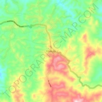 Topografische Karte Ghimbi, Höhe, Relief