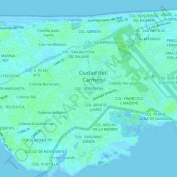 Topografische Karte COL. PETROLERA, Höhe, Relief