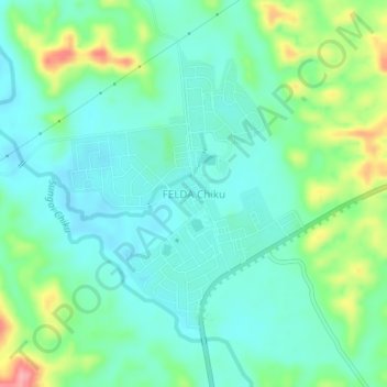 Topografische Karte FELDA Chiku, Höhe, Relief