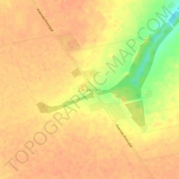Topografische Karte Caravágio, Höhe, Relief