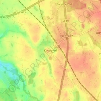 Topografische Karte Kavelstorf, Höhe, Relief