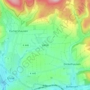 Topografische Karte Vahle, Höhe, Relief