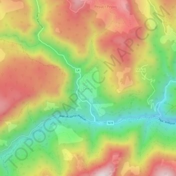 Topografische Karte Drelaj, Höhe, Relief