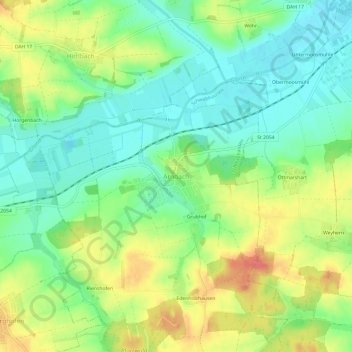 Topografische Karte Arnbach, Höhe, Relief