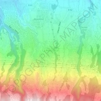 Topografische Karte La Ressource, Höhe, Relief