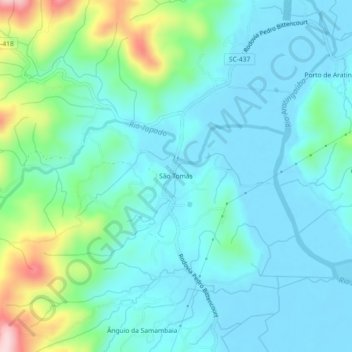 Topografische Karte São Tomás, Höhe, Relief