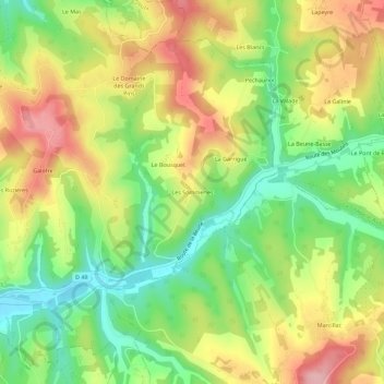 Topografische Karte Les Sommeries, Höhe, Relief