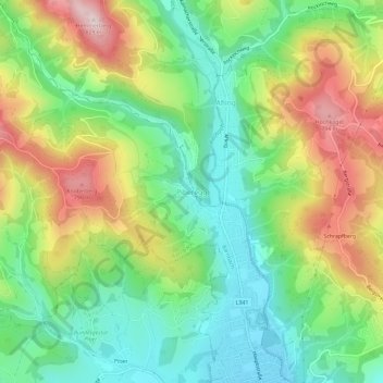 Topografische Karte Piberegg, Höhe, Relief
