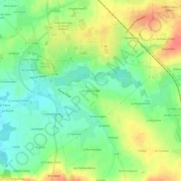 Topografische Karte Le Vieux Châtel, Höhe, Relief