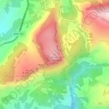 Topografische Karte Monte San Michele, Höhe, Relief