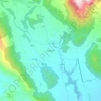 Topografische Karte Pellegrino, Höhe, Relief