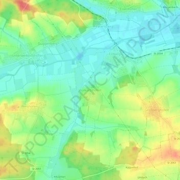 Topografische Karte Walkertshofen, Höhe, Relief