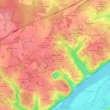 Topografische Karte La Babonnière, Höhe, Relief