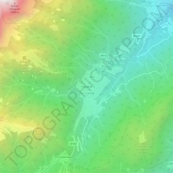 Topografische Karte Frassene, Höhe, Relief