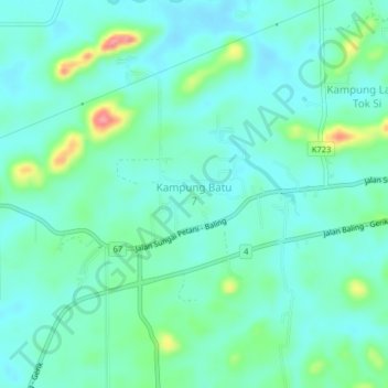 Topografische Karte Kampung Batu 7, Höhe, Relief