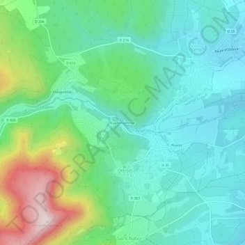 Topografische Karte Kupferhammer, Höhe, Relief