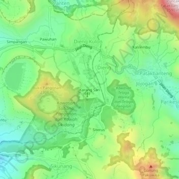 Topografische Karte Karang Sari, Höhe, Relief