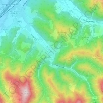 Topografische Karte Jasnitz, Höhe, Relief