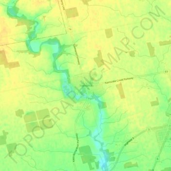 Topografische Karte Townsend, Höhe, Relief