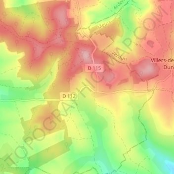 Topografische Karte Andevanne, Höhe, Relief