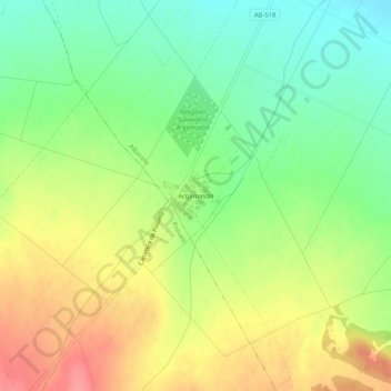 Topografische Karte Argamasón, Höhe, Relief