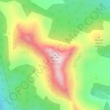 Topografische Karte Mount Ossa, Höhe, Relief