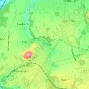 Topografische Karte Floes, Höhe, Relief