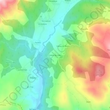 Topografische Karte Castro do Cabo, Höhe, Relief
