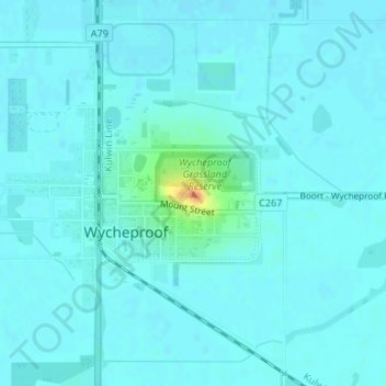 Topografische Karte Mount Wycheproof, Höhe, Relief