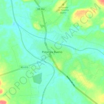 Topografische Karte Pimenta Bueno, Höhe, Relief