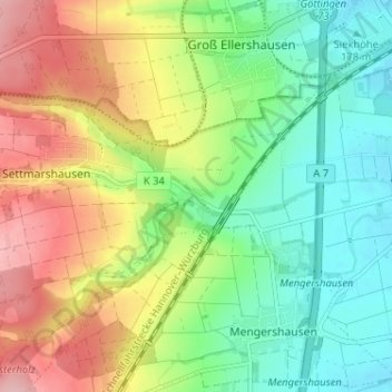 Topografische Karte Olenhusen, Höhe, Relief