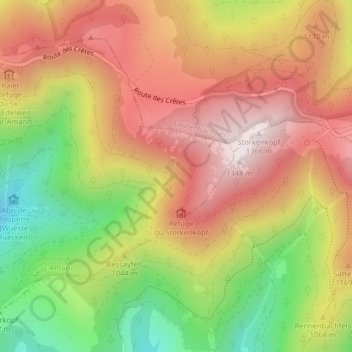 Topografische Karte Weisse Rudel, Höhe, Relief