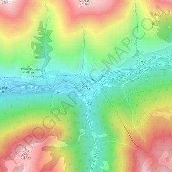 Topografische Karte Arties, Höhe, Relief