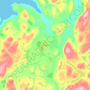 Topografische Karte Заозёрск, Höhe, Relief