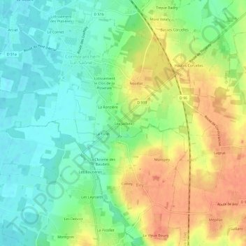 Topografische Karte Les Jaillets, Höhe, Relief