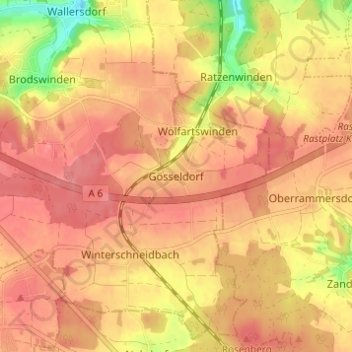 Topografische Karte Gösseldorf, Höhe, Relief
